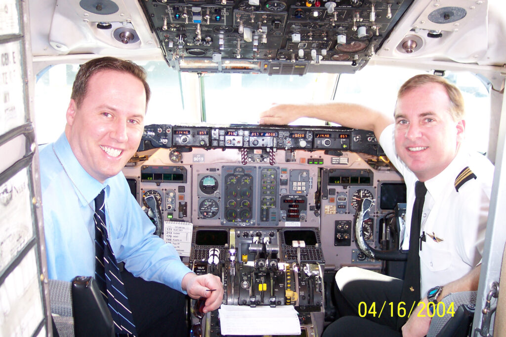 Doug jumpseating with pilots for his lean transformation project, RNAV